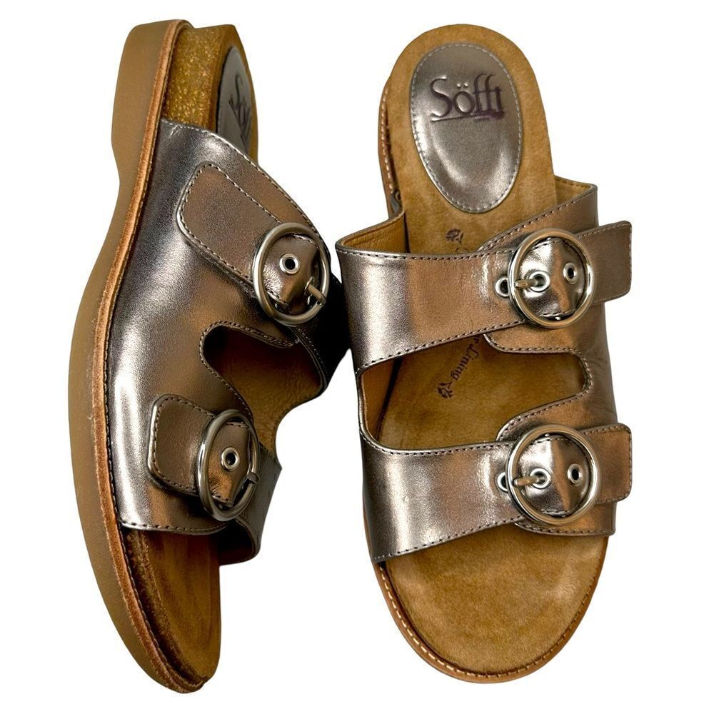 SOFFT Brooklyn Sandals Pewter Leather Size 9